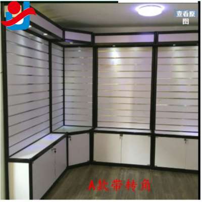 Wall mounted metal hook display stands with cabinet